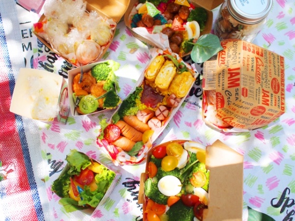 ピクニックで楽しむおにぎりやサンドイッチのお弁当